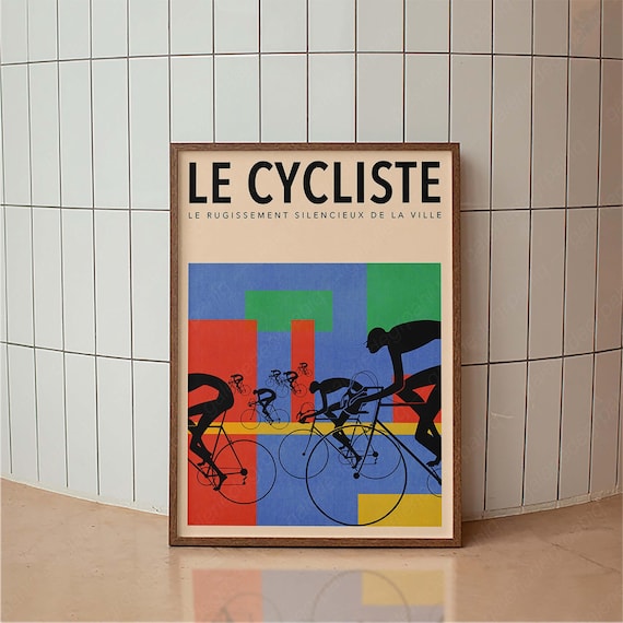 Le Cycliste Print, Vintage Cycling Poster, Retro Bicycle Wall Art, French Sports Decor, Tour de France Style, Modernist Art for Cyclist