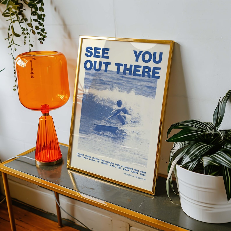 Vintage Surfing Poster, Malibu Erster Punkt Surf Kunstdruck, Retro Surf Decor, California Wave Wandkunst, Küsten minimalist Print, Strandhaus Bild 17