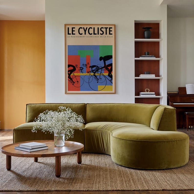 Le Cycliste Print, Vintage Cycling Poster, Retro Bicycle Wall Art, French Sports Decor, Tour de France Style, Modernist Art for Cyclist image 3