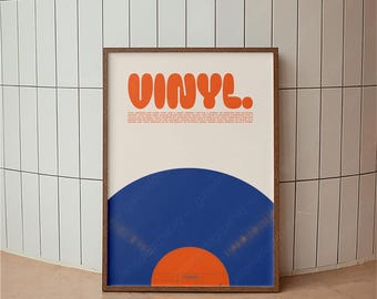 Vinyl Record Art Print, Retro Music Poster, Mid Century Modern Wall Decor, Minimalist Music Room Decor, DJ Gift, Record Collector Art