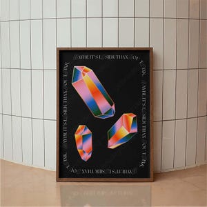 Póster de cristal de afirmaciones modernas, póster positivo, impresión tipográfica, impresión de arte minimalista, impresión de póster retro, arte moderno de mediados de siglo