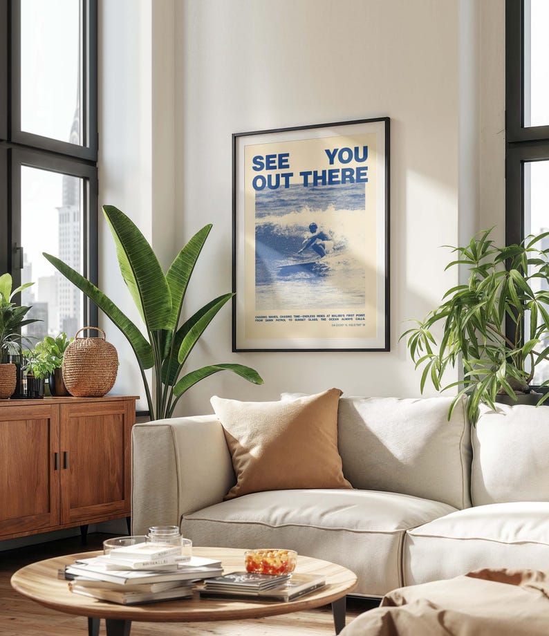 Vintage Surfing Poster, Malibu Erster Punkt Surf Kunstdruck, Retro Surf Decor, California Wave Wandkunst, Küsten minimalist Print, Strandhaus Bild 13
