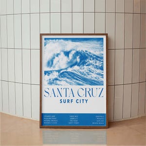Modern Santa Cruz Surf City Poster, California Travel Print, Modern Wall Art, Surfing Art Print, Santa Cruz Wall Art, Beach House Poster