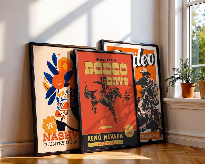 Vintage Rodeo Days Poster, Western Poster, Typografie Druck, Country Western Kunst, Minimal Vintage Kunstdruck, Retro Poster Druck, Wüsten Kunst Bild 4