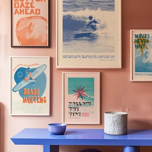 Vintage Surfing Poster, Malibu Erster Punkt Surf Kunstdruck, Retro Surf Decor, California Wave Wandkunst, Küsten minimalist Print, Strandhaus Bild 4