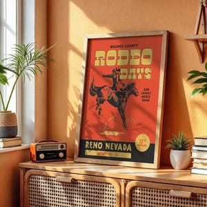 Vintage Rodeo Days Poster, Western Poster, Typografie Druck, Country Western Kunst, Minimal Vintage Kunstdruck, Retro Poster Druck, Wüsten Kunst Bild 8