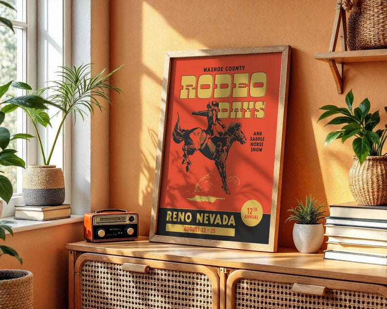 Vintage Rodeo Days Poster, Western Poster, Typografie Druck, Country Western Kunst, Minimal Vintage Kunstdruck, Retro Poster Druck, Wüsten Kunst Bild 8