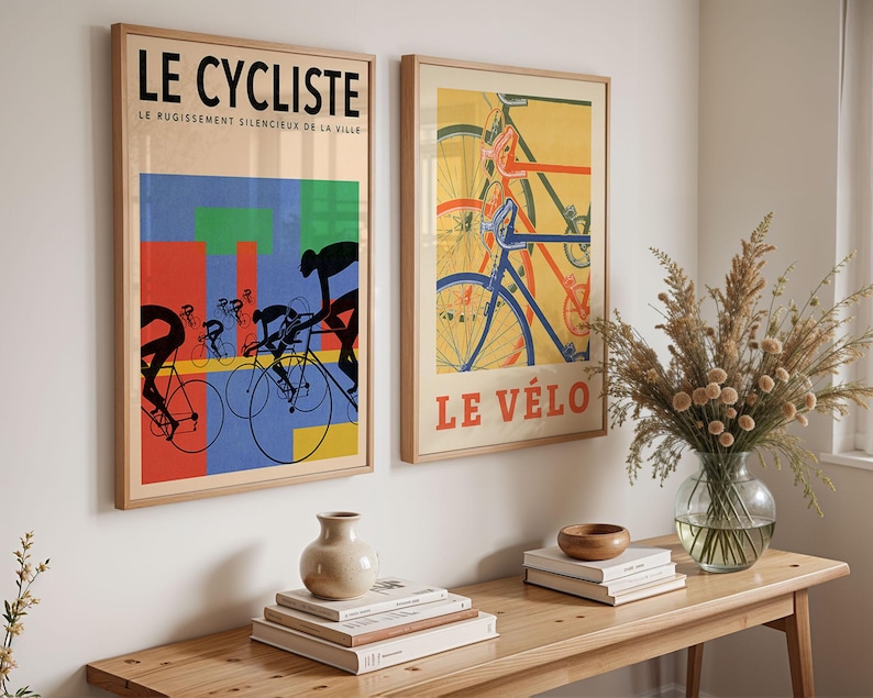 Le Cycliste Print, Vintage Cycling Poster, Retro Bicycle Wall Art, French Sports Decor, Tour de France Style, Modernist Art for Cyclist image 5