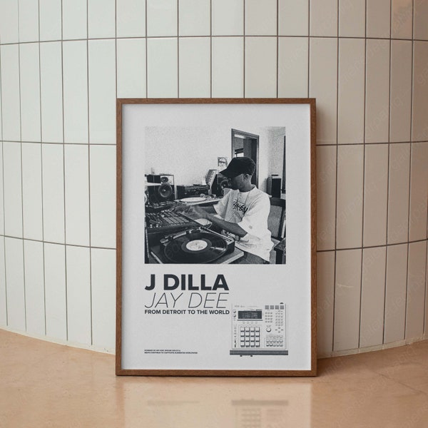Vintage J Dilla Classic Hip Hop Poster, Schwarz Weiß Poster, Hip Hop Kunst, trendige Wandkunst, Vintage Druck, minimalistisches Dekor