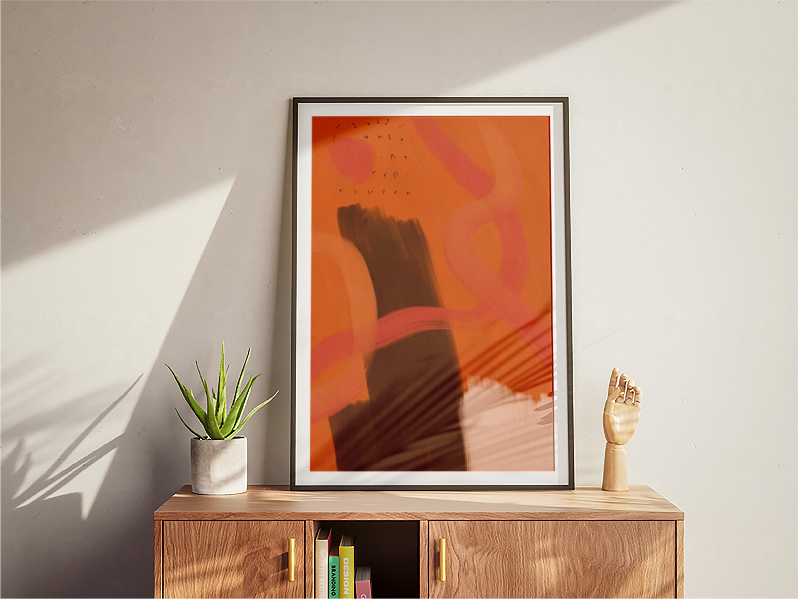 Abstract Painting Print, Modern Wall Art, Bold Red and Black Artwork ...