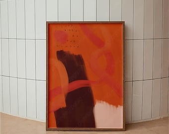 Abstrakte Malerei Druck, moderne Wandkunst, Kunstwerk in rot und schwarz, zeitgenössisches Wohndekor, minimalistisches abstraktes Poster
