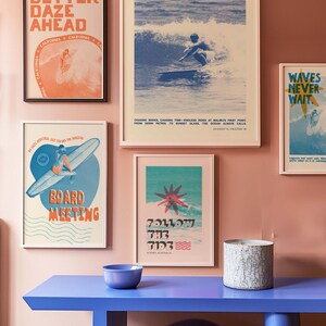 Vintage Surfing Poster, Laguna Beach Surf Art Print, Retro Surf Decor, California Wave Wall Art, Coastal Minimalist Print, Beach House image 3