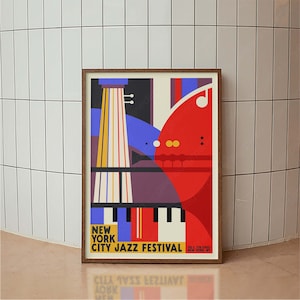 New York Jazz Festival Poster, Concert Poster, Typography Print, Mid Century Modern, Minimal Vintage Art Print, Retro Poster Print