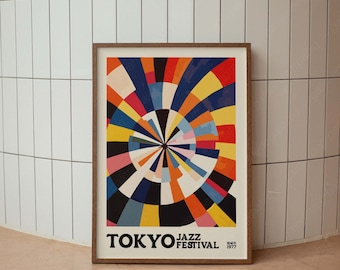 Vintage Tokyo Jazz Festival Poster, Japan Poster, Typography Print, Mid Century Modern, Minimal Vintage Art Print, Retro Poster Print