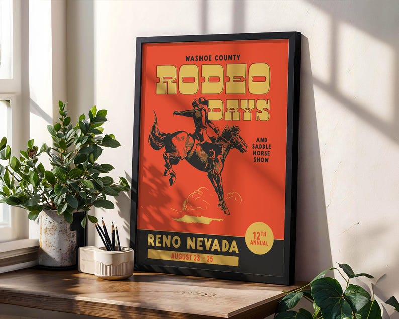 Vintage Rodeo Days Poster, Western Poster, Typografie Druck, Country Western Kunst, Minimal Vintage Kunstdruck, Retro Poster Druck, Wüsten Kunst Bild 11