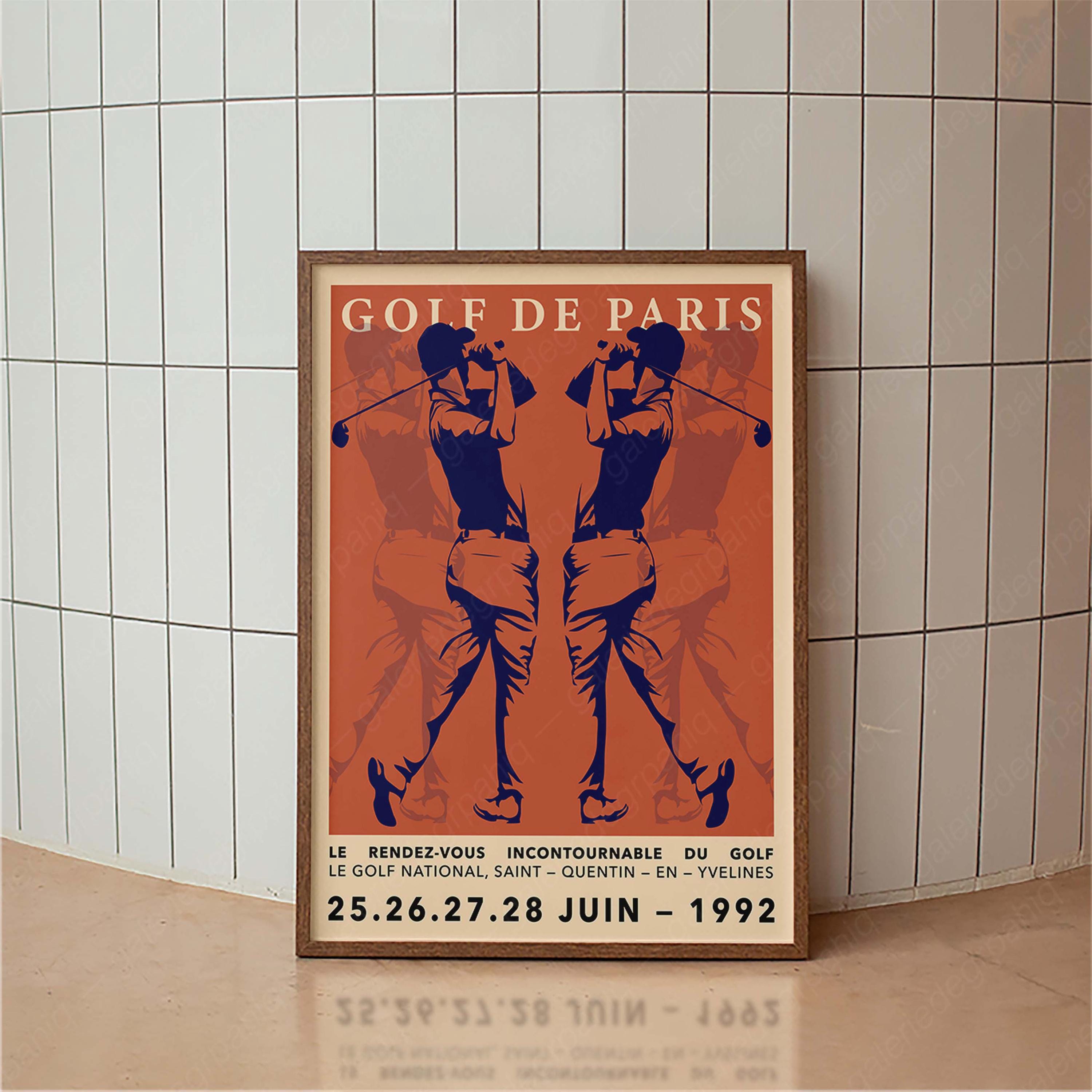 Paris France Golf Poster, Sports Poster, Typography Print, Colorful Art, Minimal Vintage Art Print, Retro Poster Print, Golf Tournament Art