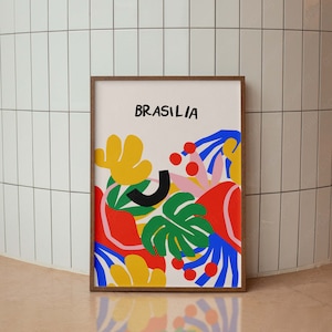 Brazil Abstract Colorful South American Vintage Poster, Brazil Travel Poster, Trendy Wall Art, Vintage Print, Minimalist Decor