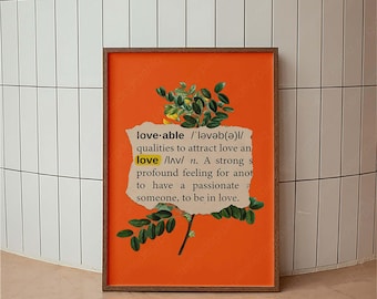 Loveable Definition Poster, Vintage Dictionary Print, Modern Wall Art, Cute Wall Decor, Love Print, Valentines Day Poster