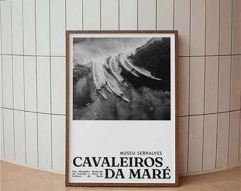 Surfing Art Exhibition Poster, Portuguese Poster, Typography Print, Mid Century Modern, Minimal Art Print, Retro Poster Print, Portugal Art