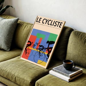 Le Cycliste Print, Vintage Cycling Poster, Retro Bicycle Wall Art, French Sports Decor, Tour de France Style, Modernist Art for Cyclist image 8
