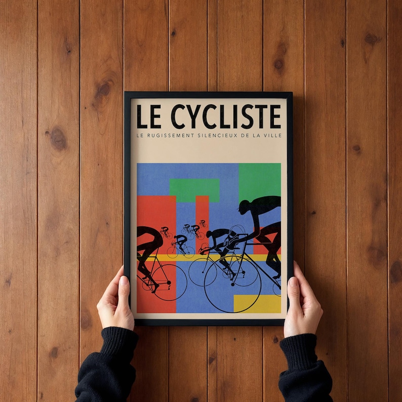 Le Cycliste Print, Vintage Cycling Poster, Retro Bicycle Wall Art, French Sports Decor, Tour de France Style, Modernist Art for Cyclist image 14