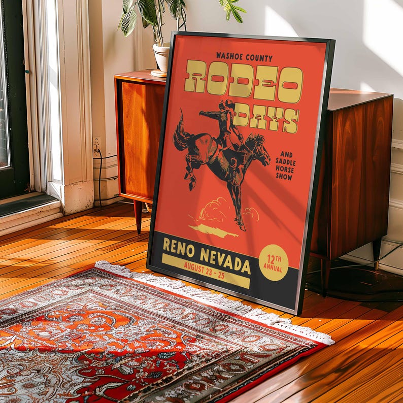 Vintage Rodeo Days Poster, Western Poster, Typografie Druck, Country Western Kunst, Minimal Vintage Kunstdruck, Retro Poster Druck, Wüsten Kunst Bild 3