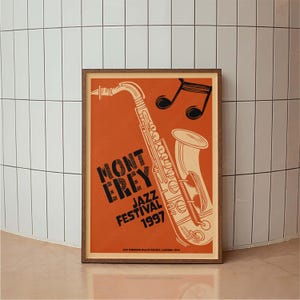 Retro Monterey Jazz Festival Poster, Concert Poster, Typography Print, Mid Century Modern, Minimal Vintage Art Print, Retro Poster Print