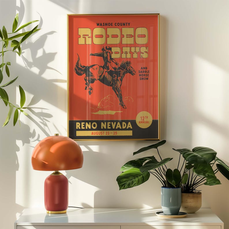 Vintage Rodeo Days Poster, Western Poster, Typografie Druck, Country Western Kunst, Minimal Vintage Kunstdruck, Retro Poster Druck, Wüsten Kunst Bild 5