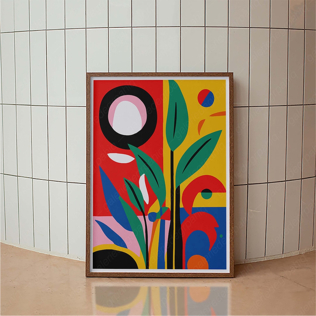 Abstract Colorful Botanical Poster, Minimal Wall Art, Colorful Print ...