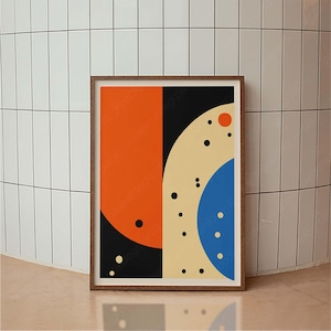 Abstrakt Bunt Mid Century Poster, Minimale Wandkunst, Bunt Druck, Minimal Vintage Kunstdruck, Retro Poster Druck
