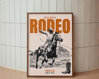 Colorado Rodeo Poster, Western Poster, Typography Print, Country Western Art, Minimal Vintage Art Print, Desert Wall Art