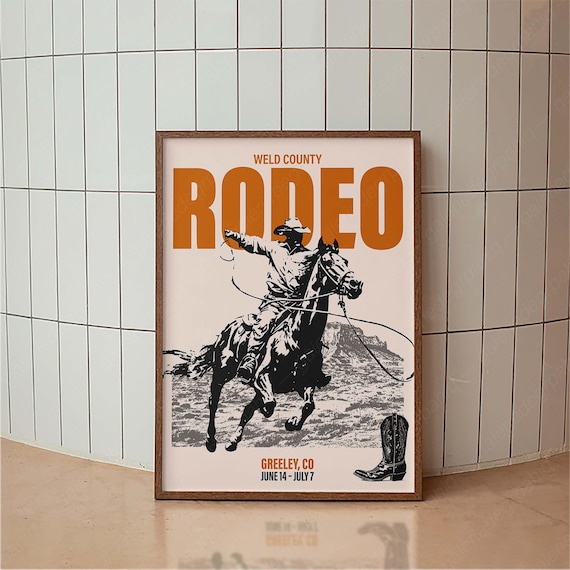 Colorado Rodeo Poster, Western Poster, Typography Print, Country Western Art, Minimal Vintage Art Print, Desert Wall Art