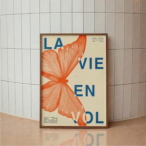 Plakat z wystawy francuskich motyli, wydruk z wystawy francuskiej sztuki, nowoczesna sztuka ścienna, dekoracja ścienna w stylu mid-century modern, sztuka ścienna do zoo