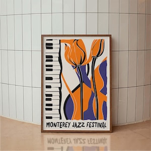 Monterey Jazz Festival Poster - California Jazz Print, Abstract Jazz Art, Mid Century Modern, Wall Decor, Minimalist Vintage Music Poster