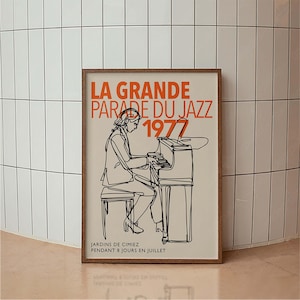Manifesto retrò del festival jazz francese, manifesto jazz, stampa tipografica, stampa artistica vintage minimalista, stampa poster retrò, arte murale jazz