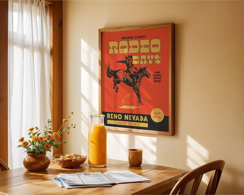 Vintage Rodeo Days Poster, Western Poster, Typografie Druck, Country Western Kunst, Minimal Vintage Kunstdruck, Retro Poster Druck, Wüsten Kunst Bild 9