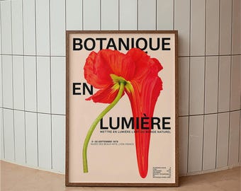 Flower Botanical Art Poster, French Art Exhibition Print, Modern Wall Art, Mid Century Modern Wall Decor, Floral Wall Art