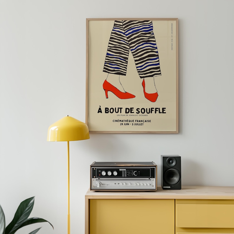 Retro French Film Poster, Vintage French Poster, Typography Print, Mid Century Modern, Minimal Vintage Art Print, Fashion Art