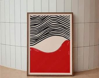Abstract Minimal Mid Century Poster, Minimal Wall Art, Colorful Print, Minimal Vintage Art Print, Retro Poster Print