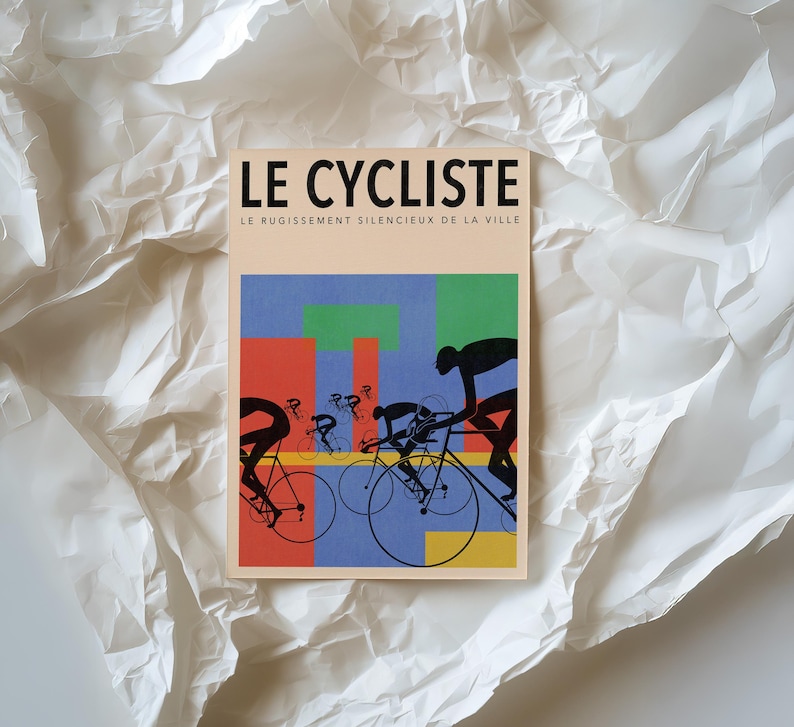 Le Cycliste Print, Vintage Cycling Poster, Retro Bicycle Wall Art, French Sports Decor, Tour de France Style, Modernist Art for Cyclist image 19