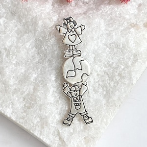 Sterling Silver &quot;Save the Children&quot; Vintage EFS Signed Taxco Mexican Made 925 Large Brooch Pin