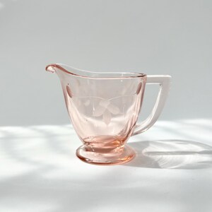 Vintage Pink Floral Etched Jeannette Depression Glass 1930&#39;s Cup