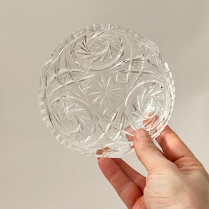 Frühes amerikanisches Pressglas (EAPG) Vintage klar verzierte dekorative Vintage Catchall Bowl | Teller | Ringschale