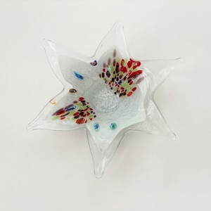 Murano Star Shaped Rainbow Glass Vintage Handbow Catchall Bowl | Italian Made Dish