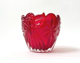 Portavelas votivo de cristal rojo "Ángeles de la Paz" de Gorham Holiday Traditions