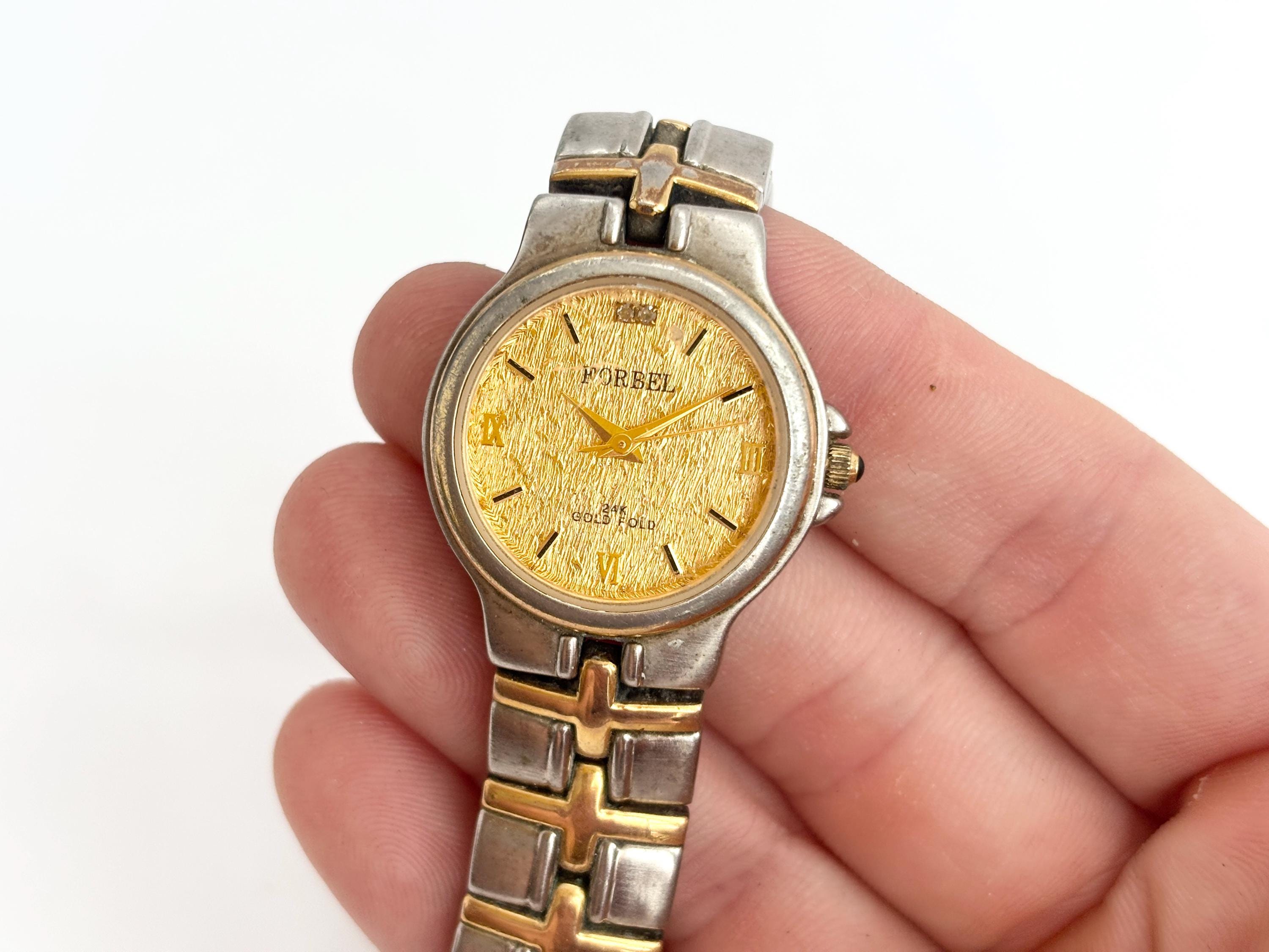 FORBEL 24K GOLD FOLD フォーベル クォーツ腕時計ペア Forbel 24K ゴールド フォイル デュアル デュアル トーン スイス製