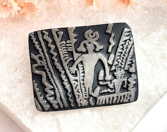 Alice Seely Silver Pewter New Mexico Made Tribal Petroglyph Style