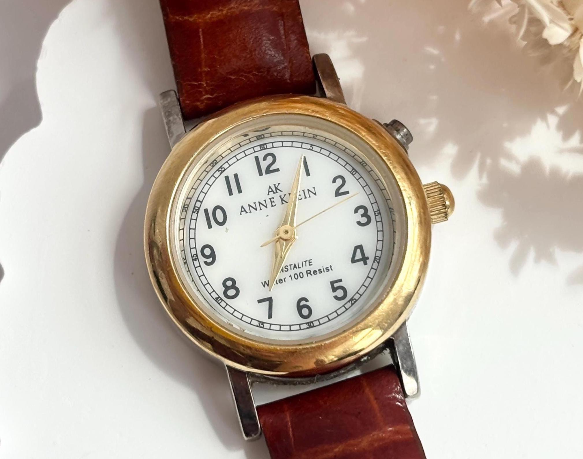 Anne Klein Women\'s Brown Gold Leather Strap Fashion Analog Japanese Quartz Watch Consider It Rectangular Case Leather Watch| Anne Klein main image 3