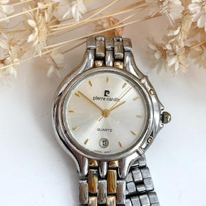 Pierre Cardin Dual Silver & Gold Toned Quartz Movement 31692 Bracelet Style Vintage Unisex Wristwatch - 20mm - WORKS!