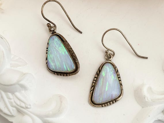 Opal Accented Triangular Sterling Silver 925 Mini… - image 4
